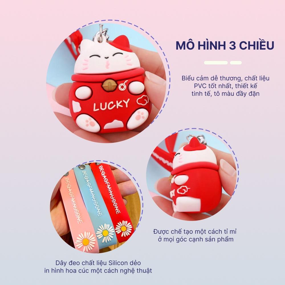Móc chìa khoá Mèo Thần Tài Lucky, móc treo dễ thương mang lại sự may mắn, tài lộc