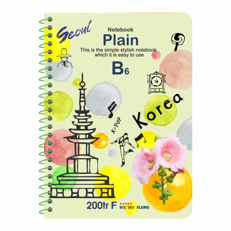 Sổ lò xo đơn KLONG B6 Plain ruột trơn 70/76; MS: 985