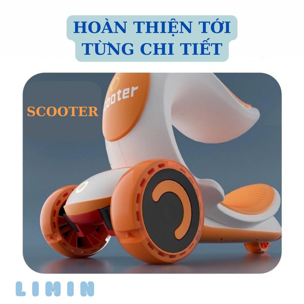 Xe trượt Scooter cho bé, 2 chức năng ngồi và trượt, 3 bánh xe to có đèn phát sáng