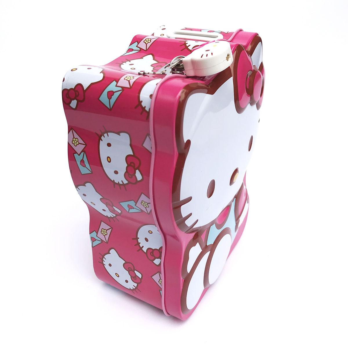 Hộp Tiết Kiệm Tiền Hello Kitty Hồng Có Khóa - Két Sắt Mini Kích Thước 16x12x8cm