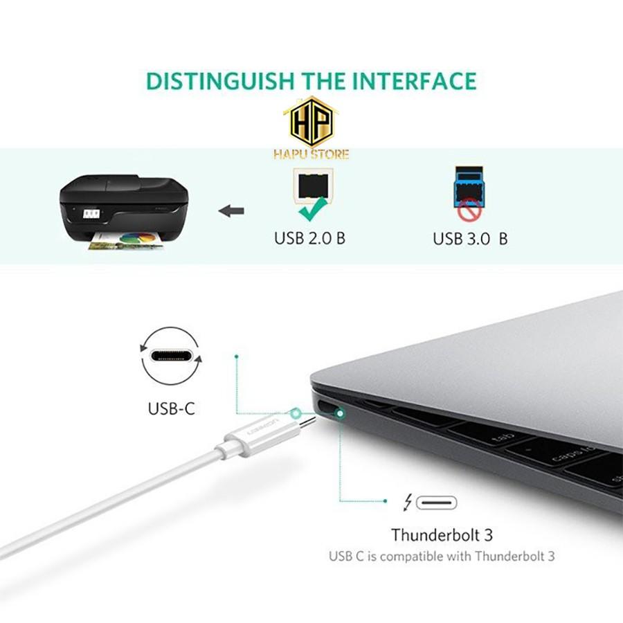 Cáp máy in USB Type C Ugreen 40417 dài 1,5m chính hãng - Hàng Chính Hãng