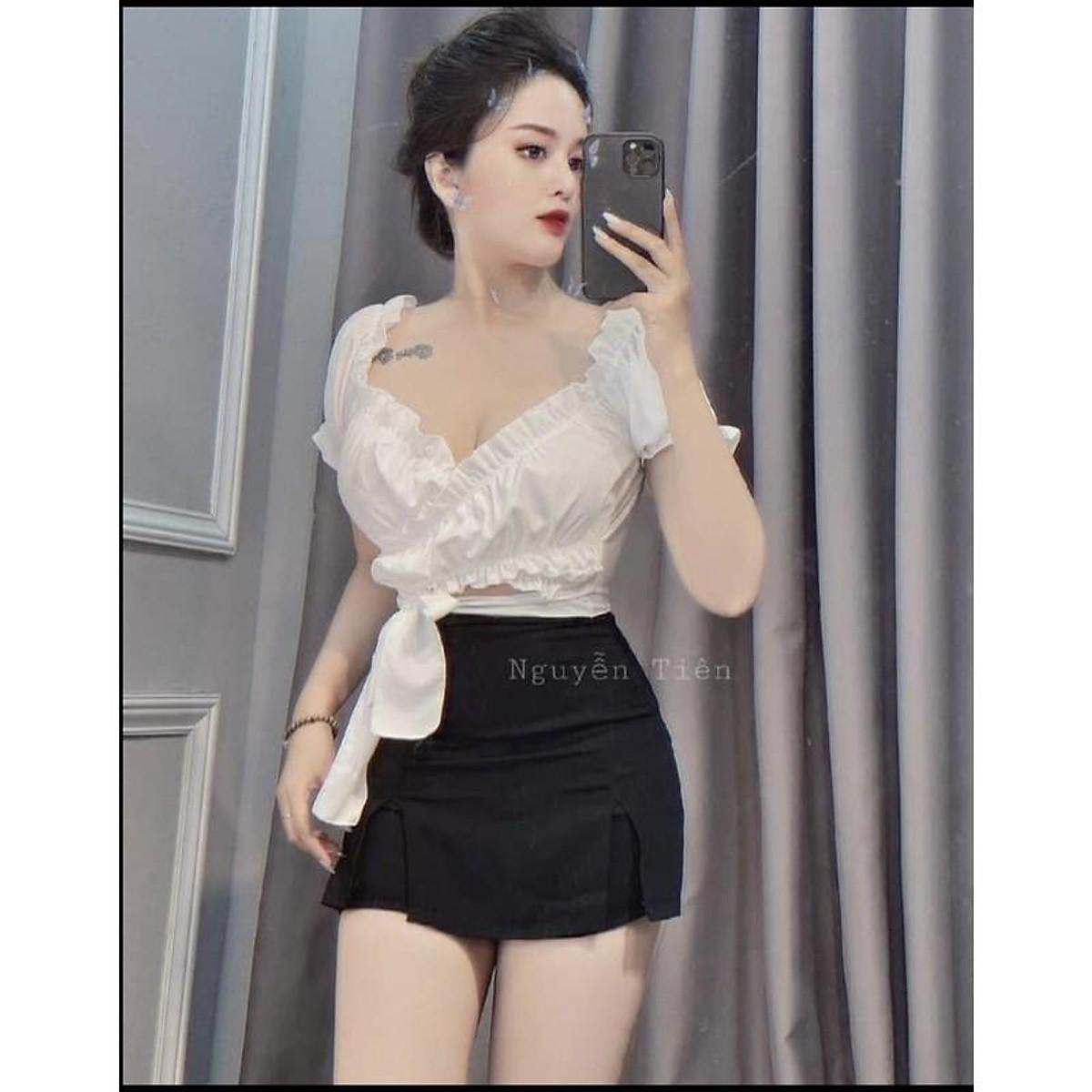 Áo chéo eo cột dây có mút ngực