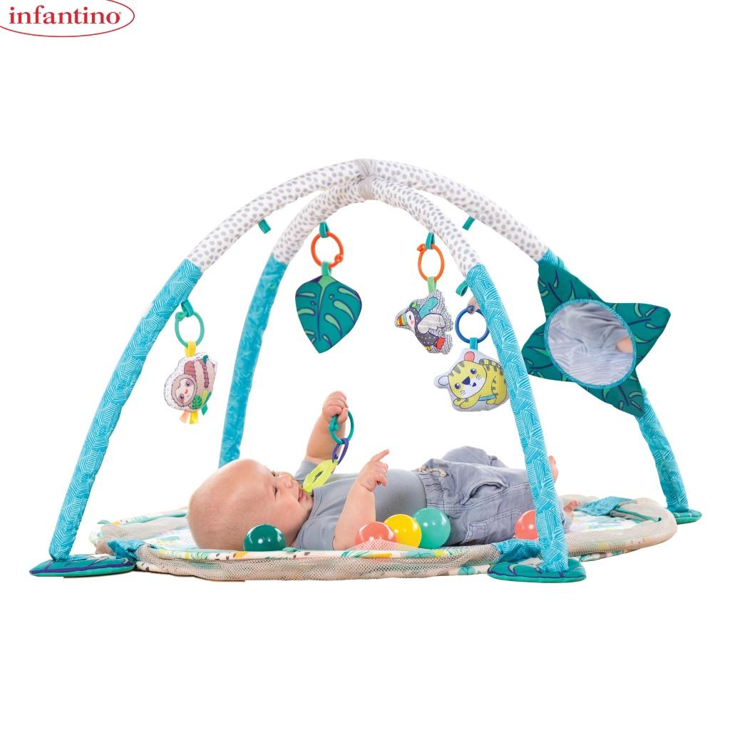 Thảm Chơi Kiêm Quây Bóng 3IN1 Jumbo INFTANTINO Cho Bé Giúp Phát Triển Các Kỹ Năng Vận Động Kèm 5 Đồ Chơi Treo Và Bóng