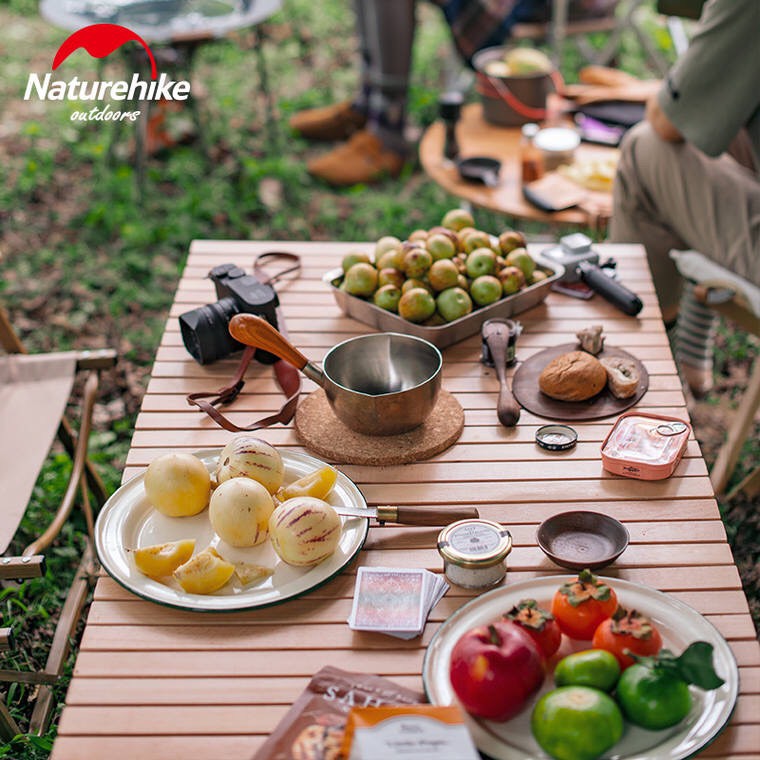 Bàn dã ngoại Naturehike campoutvn cắm trại du lịch glamping kệ gỗ xếp gấp sang trọng có túi đựng kèm A101