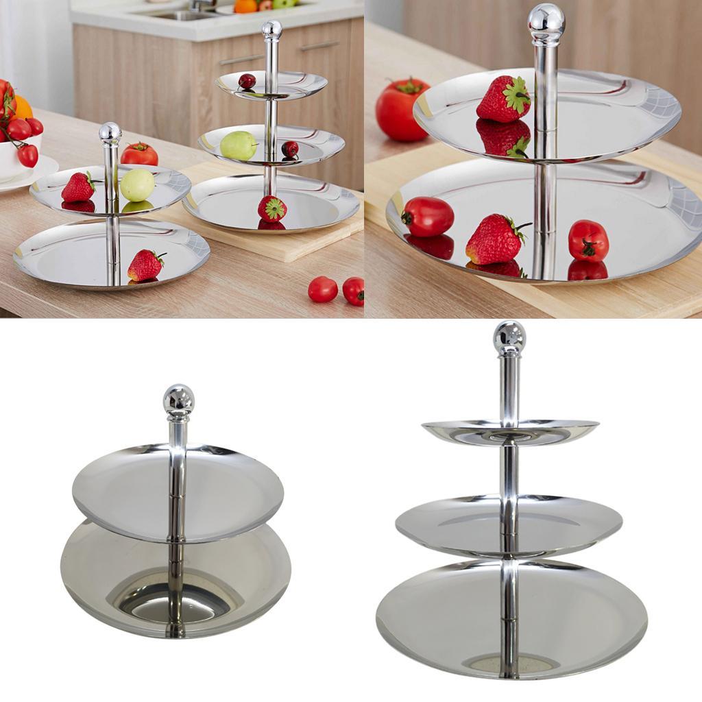 2 Tier Stainless Steel Cake Stand Fruit Plate Wedding Birthday Party Decor