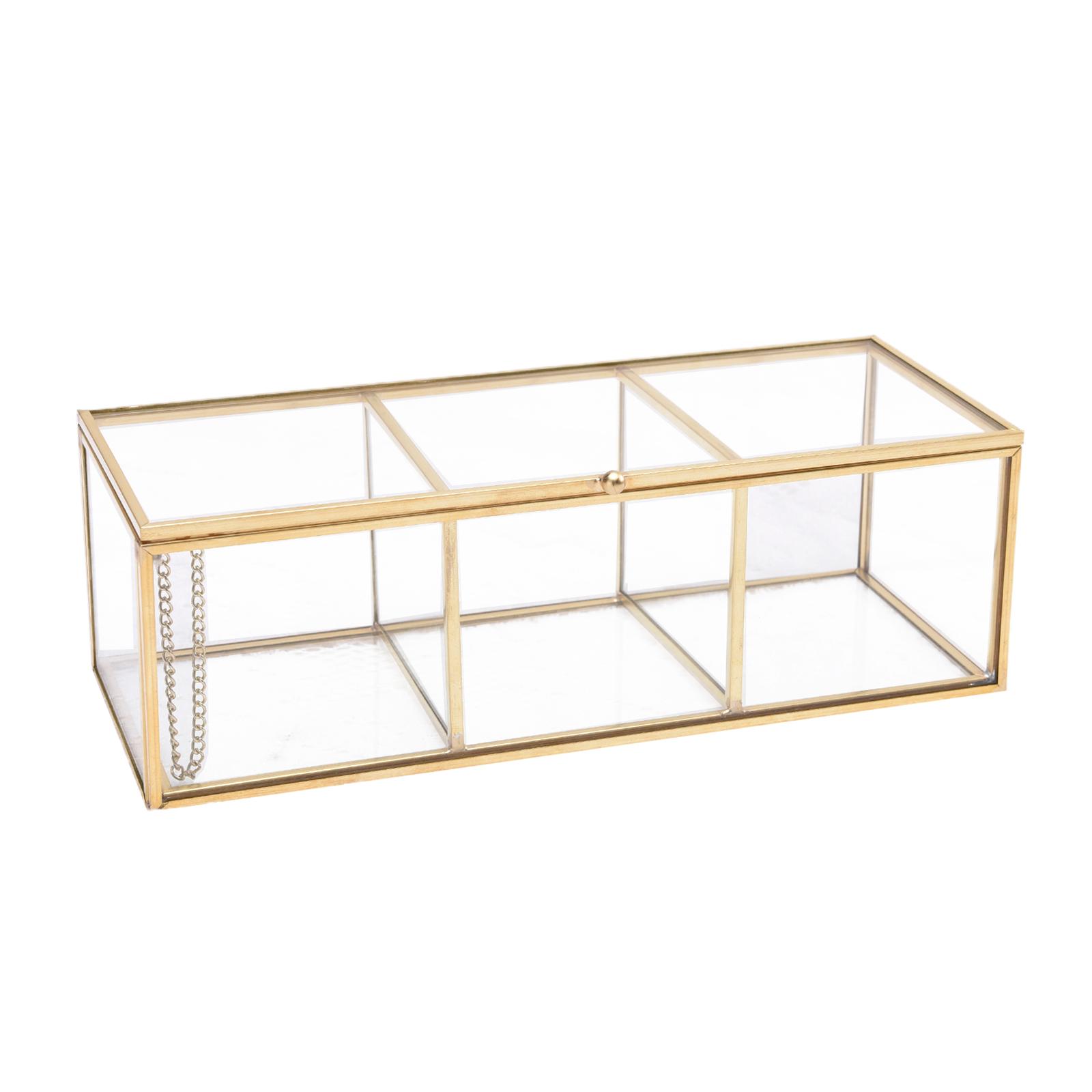 Storage Makeup Box Cosmetic Organizer Holder Clear Glass Jewelry Holder Case