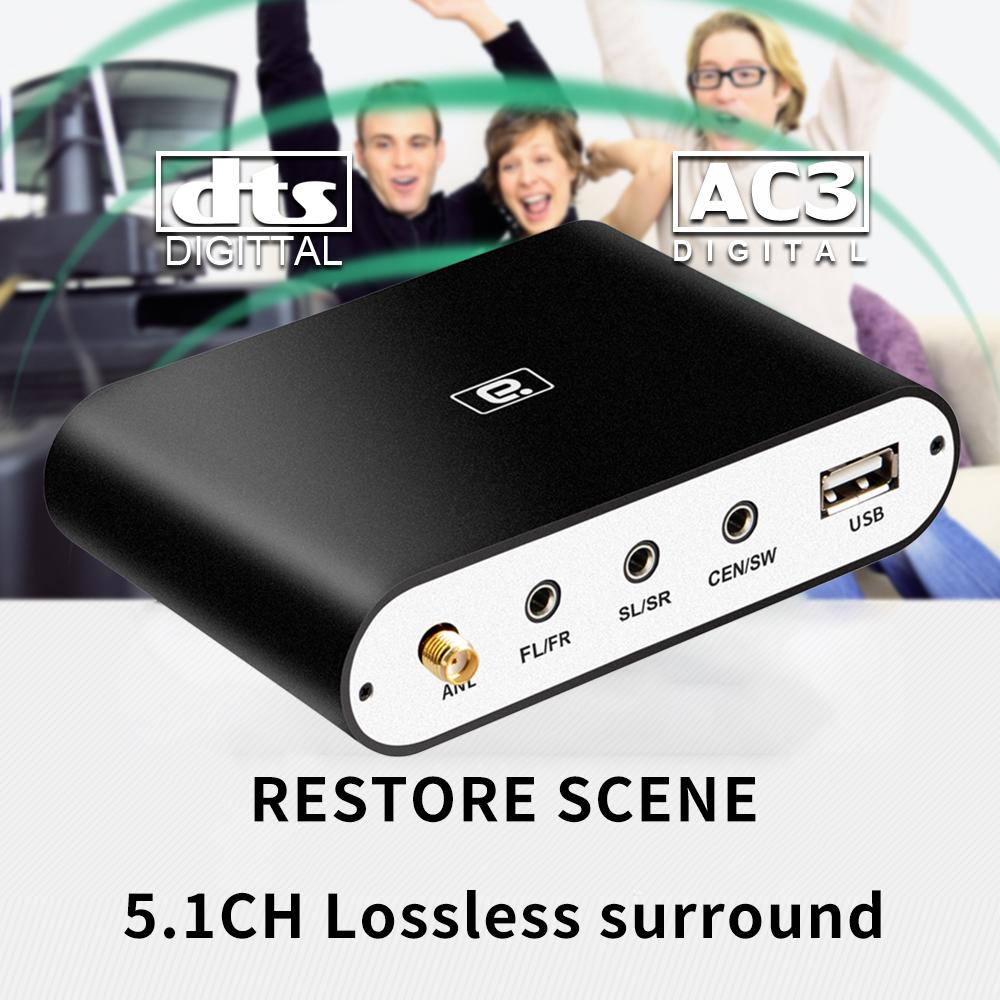 DA615U 5.1CH Bộ giải mã âm thanh Bộ thu Bluetooth 5.0 DAC Bộ chuyển đổi âm thanh không dây Quang học đồng trục U play PC-USB DAC DTS Upgrade