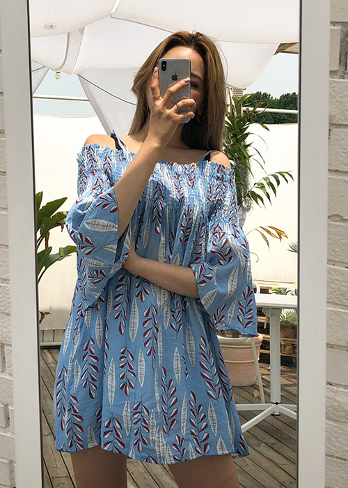 Đầm Liền Trễ Vai Chun Ngực