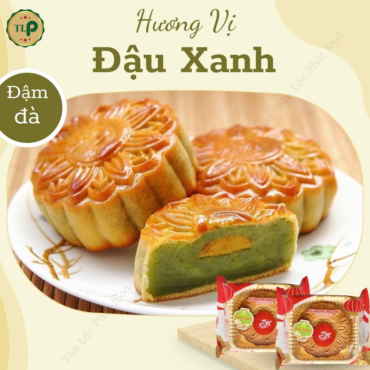 Hộp 4 bánh Trung Thu Tân Lộc Phát (4 bánh x 150g) Quà Tặng Trung Thu Đoàn Viên | Hộp Xanh Dương