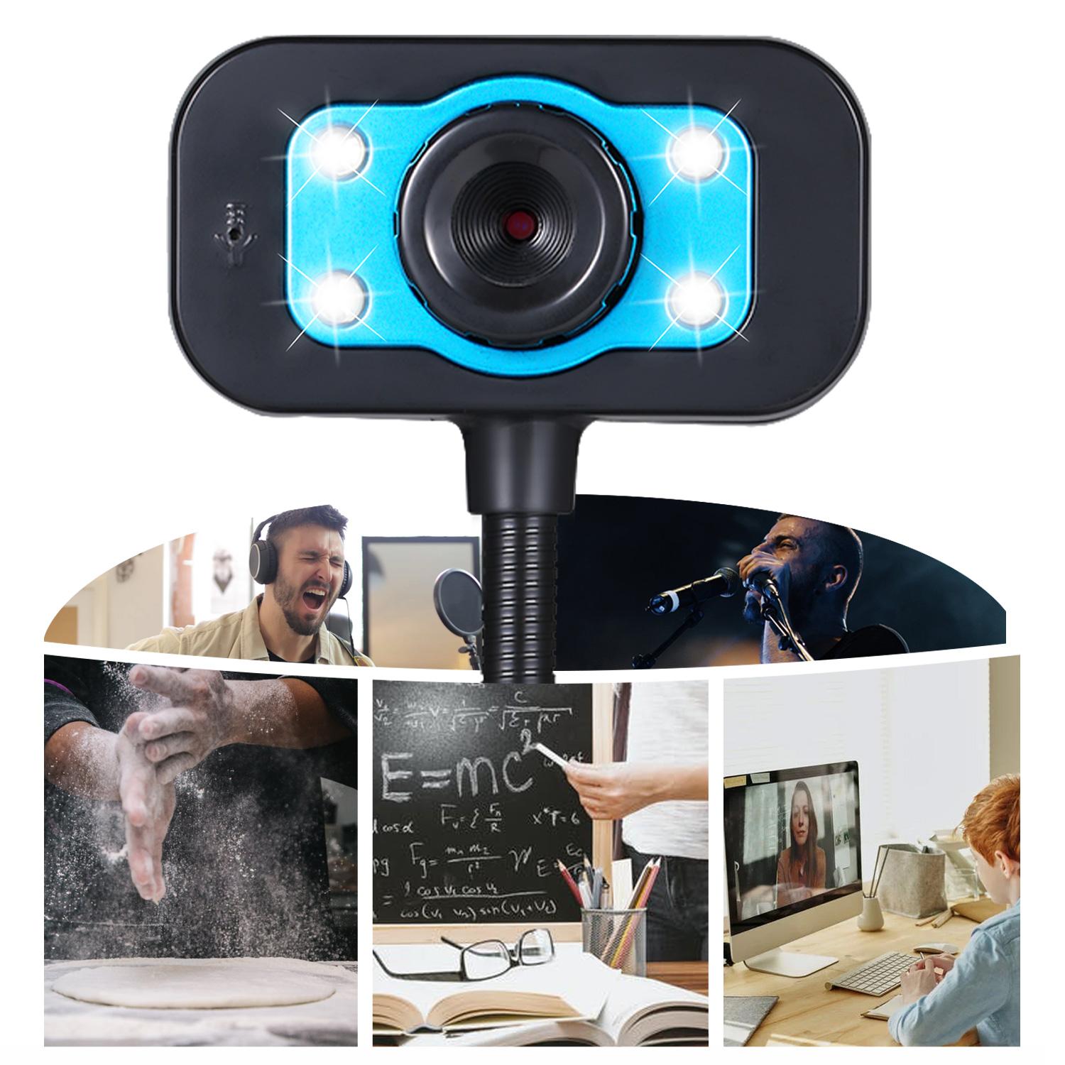USB Webcam Máy tính để bàn Máy tính PC Video với Micrô Ống linh hoạt 4 L-ED Night V-ision Camera