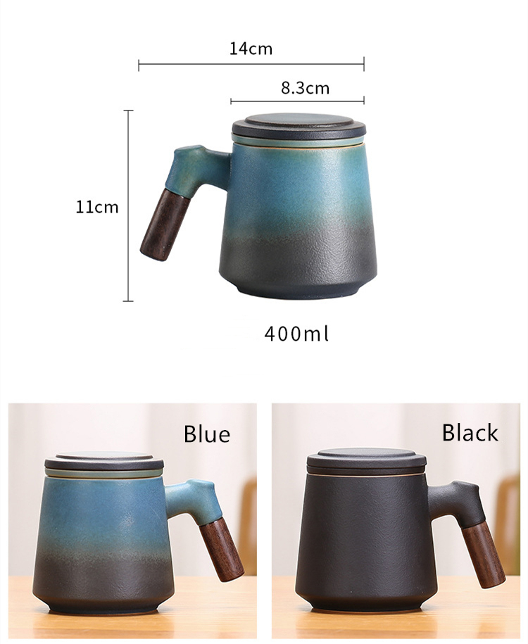 Cốc pha trà gốm sứ Ceramic Tea Mug with Infuser Strainer 400ml (Hộp quà tặng)