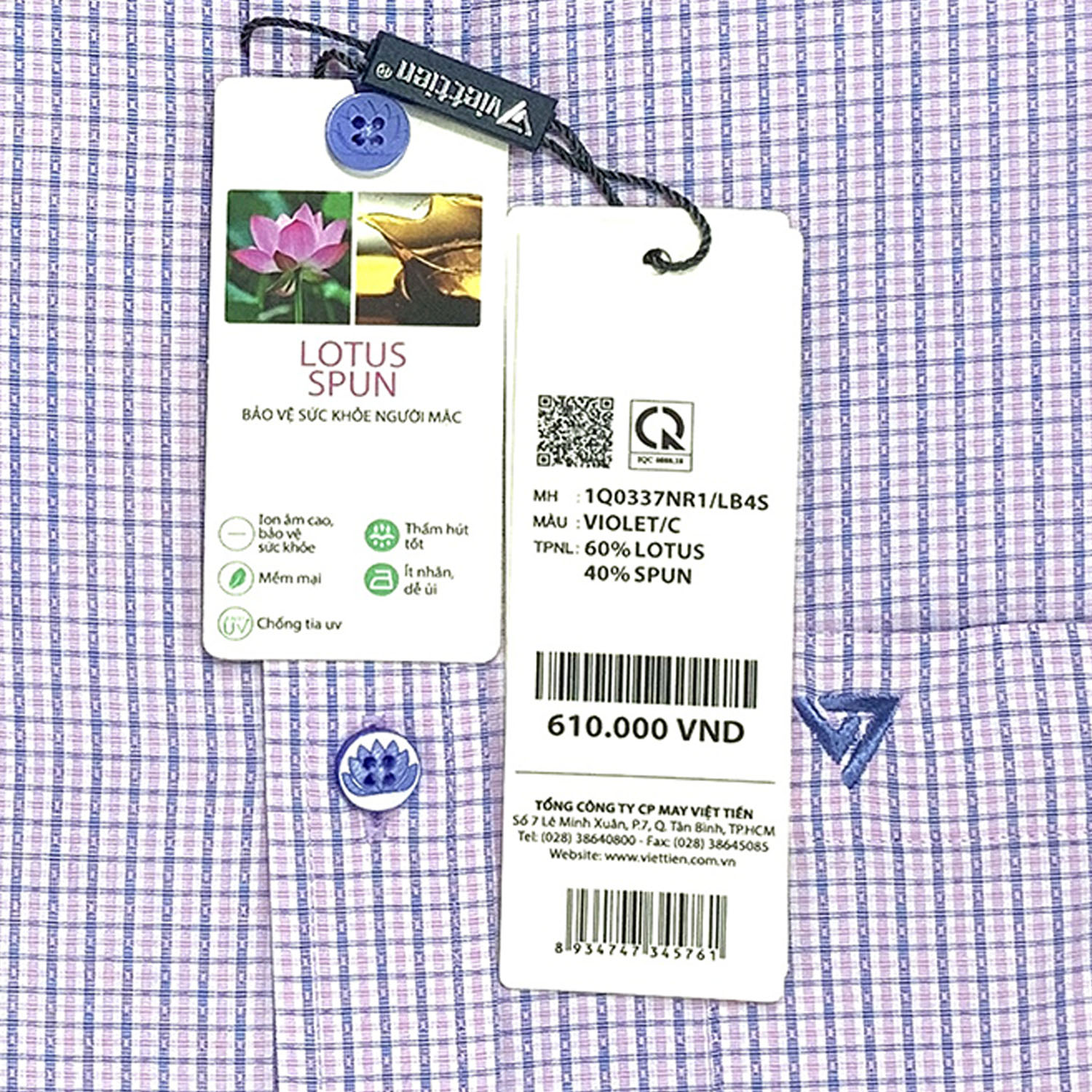 Viettien - Áo sơ mi nam dài tay ca rô 1Q0337 regular dáng rộng - Áo sơ mi nam công sở Việt Tiến