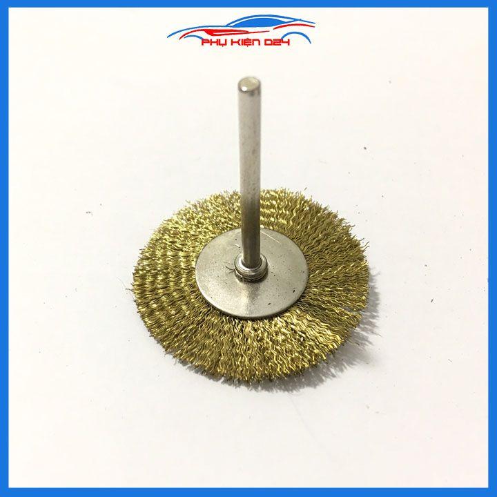 Chổi đánh gỉ trục 3mm đường kính 40mm sợi thép sợi đồng