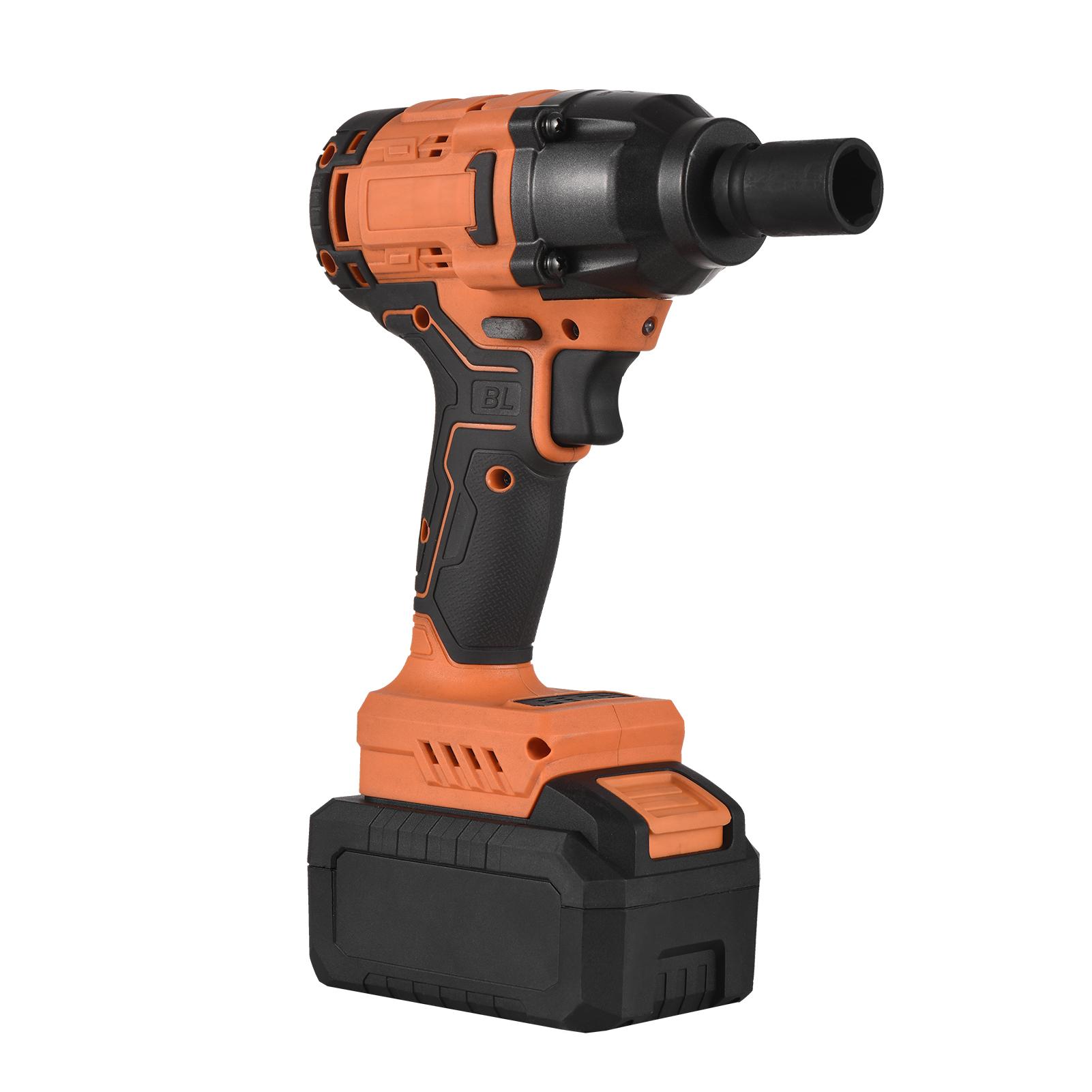 20V Cordless Brushless Impact Wrench with 1/2in Chuck Variable Speed 420N.m Torque Handheld Power Wrench with 4 Sockets 3.0Ah Lithium Battery Fast Charger for Removing Nuts Bolts Auto Repair