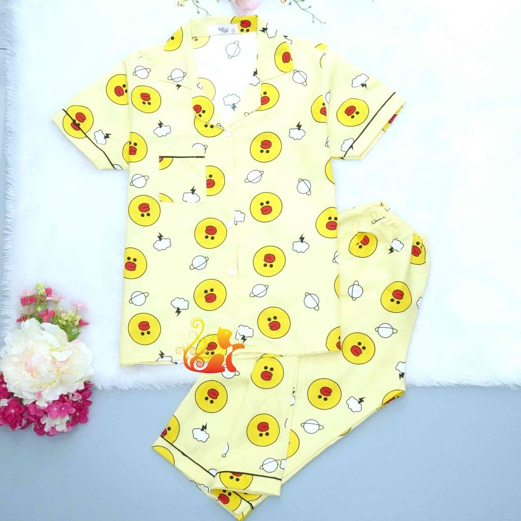 Đồ Bộ Mặc Nhà &quot;Vịt - Vũ trụ&quot; Pijama Kate Thái Quần Lửng - Dưới 58kg