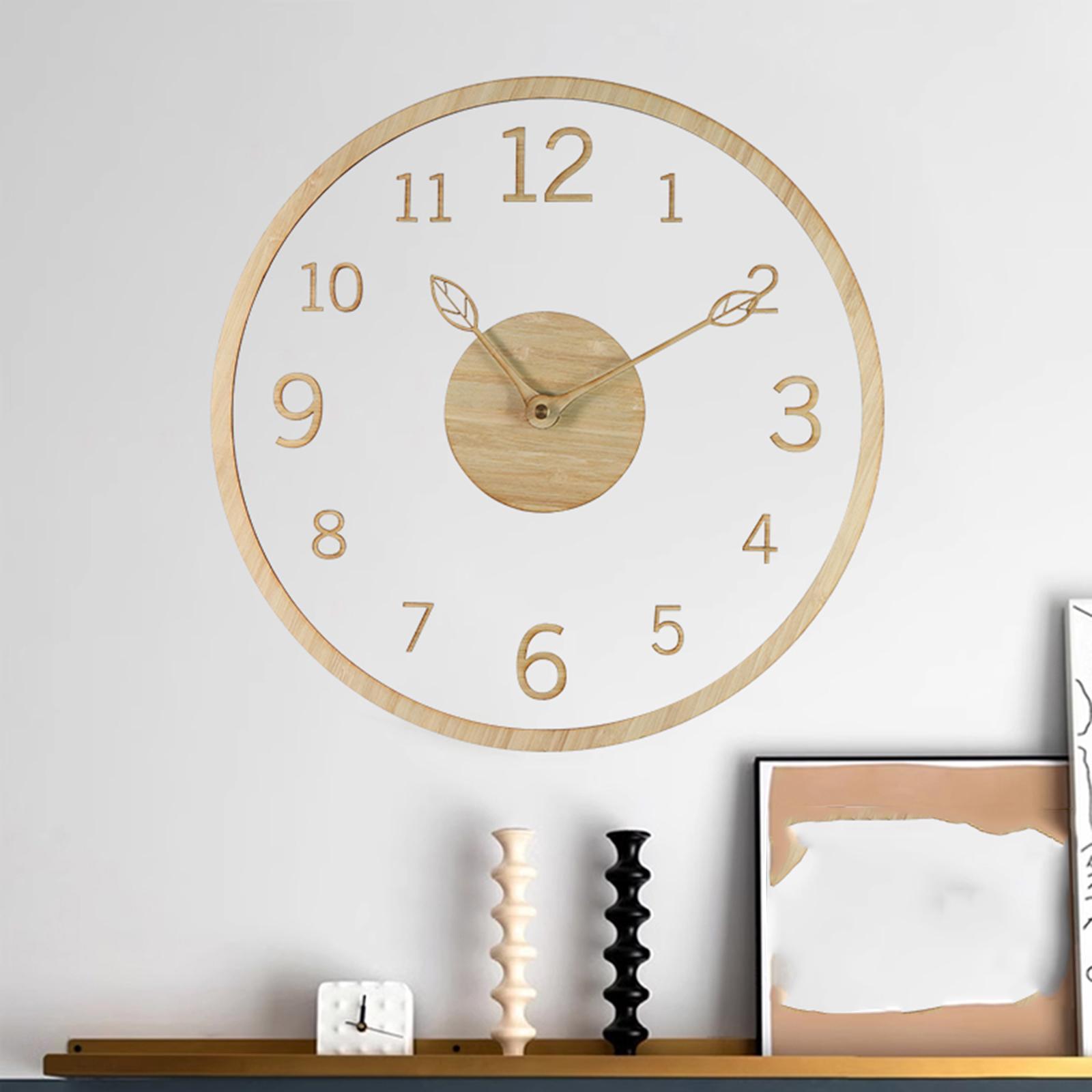 Modern Wall Clock Silent Wooden Wall Hanging Clock for Office Home Classroom