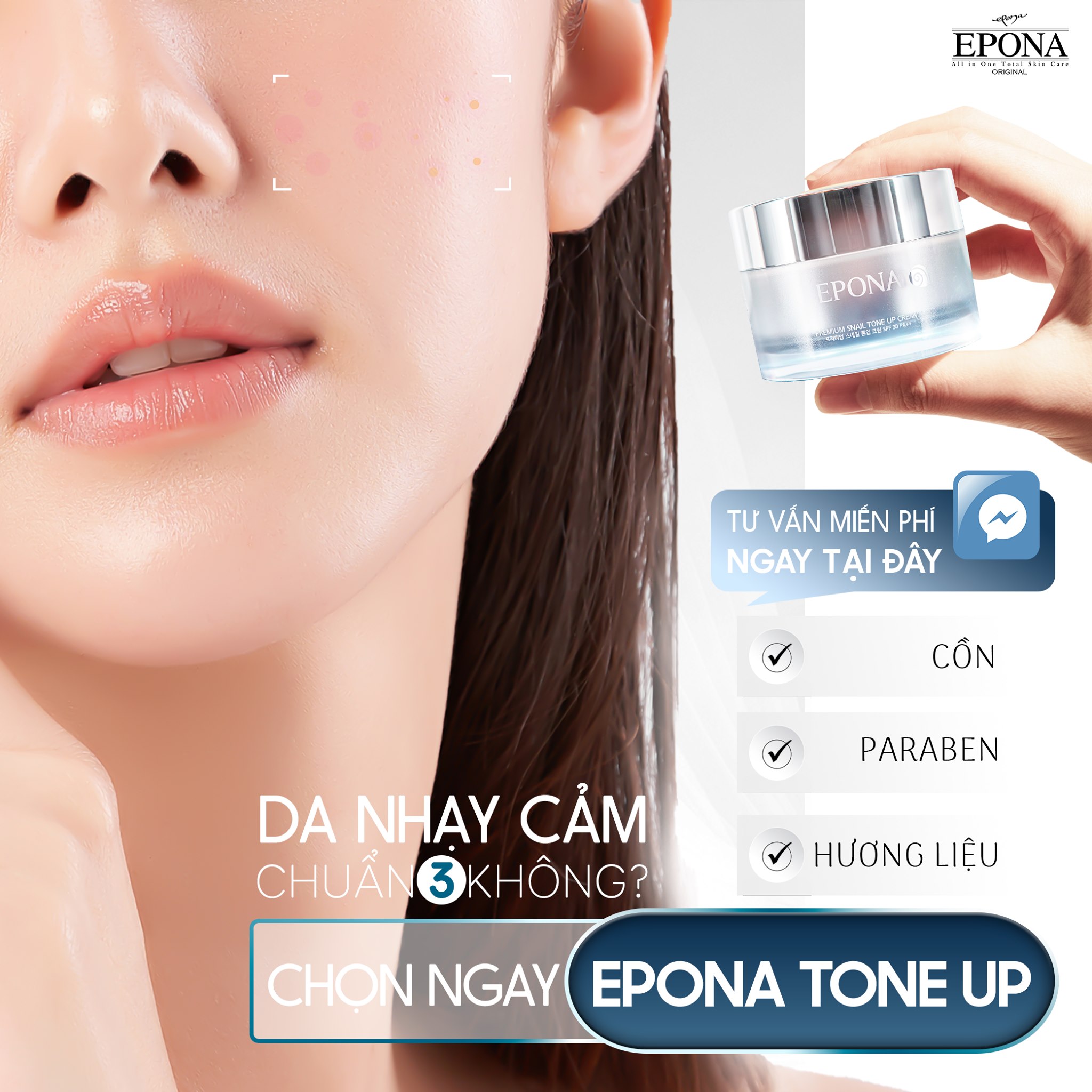 Kem Dưỡng Trắng - Nâng Tone Mỏng Nhẹ - Tự Nhiên Epona Premium Snail Tone Up Cream SPF 30 PA++ 50ml