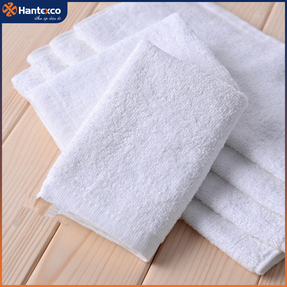 Combo 3 Chiếc khăn mặt khách sạn 34*70 trắng trơn HANTEXCO 100% cotton, mềm mại, không xù lông tiêu chuẩn 5 sao