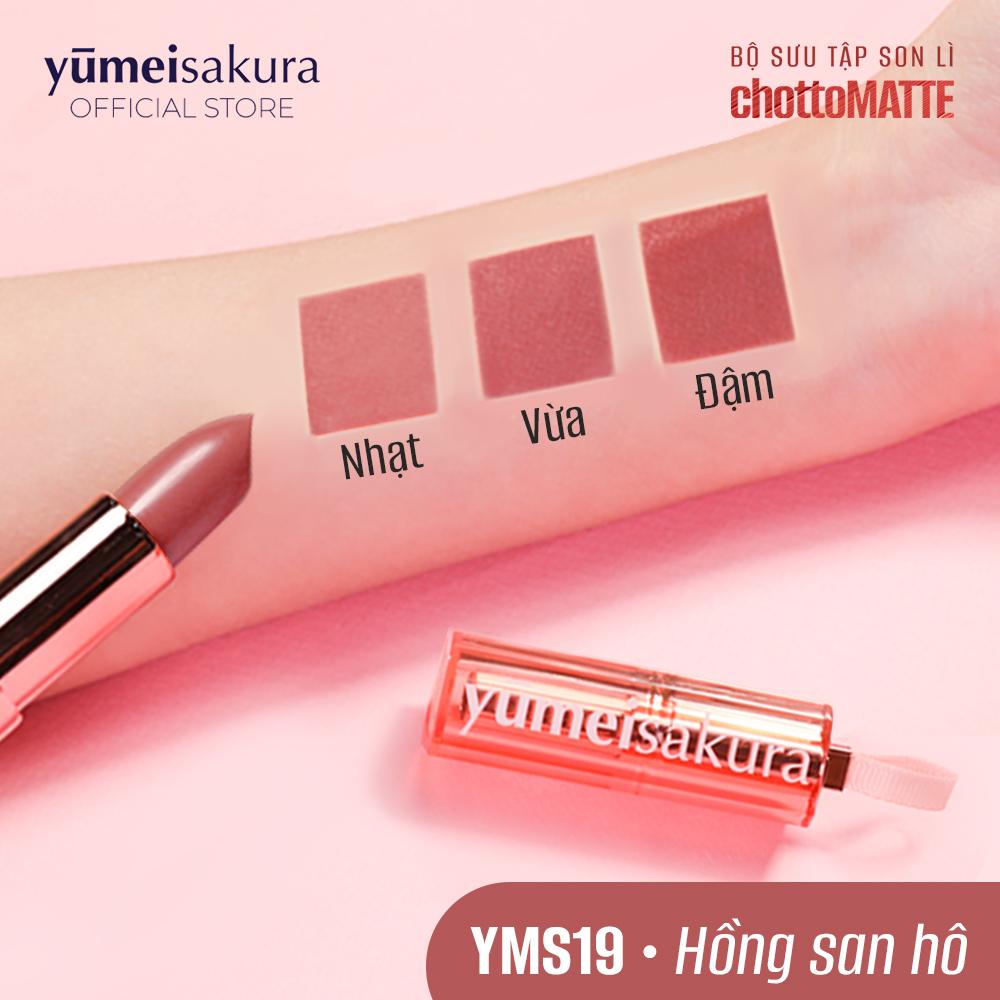 Son Thỏi Màu Hồng San Hô Lì Mịn Siêu Dưỡng Yumeisakura Chotto Matte YMS19 3.5g