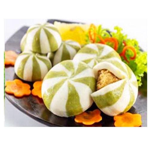 Viên thả lẩu, bánh bao trứng muối phô mai lacusina sọc màu xanh gói 500 gram