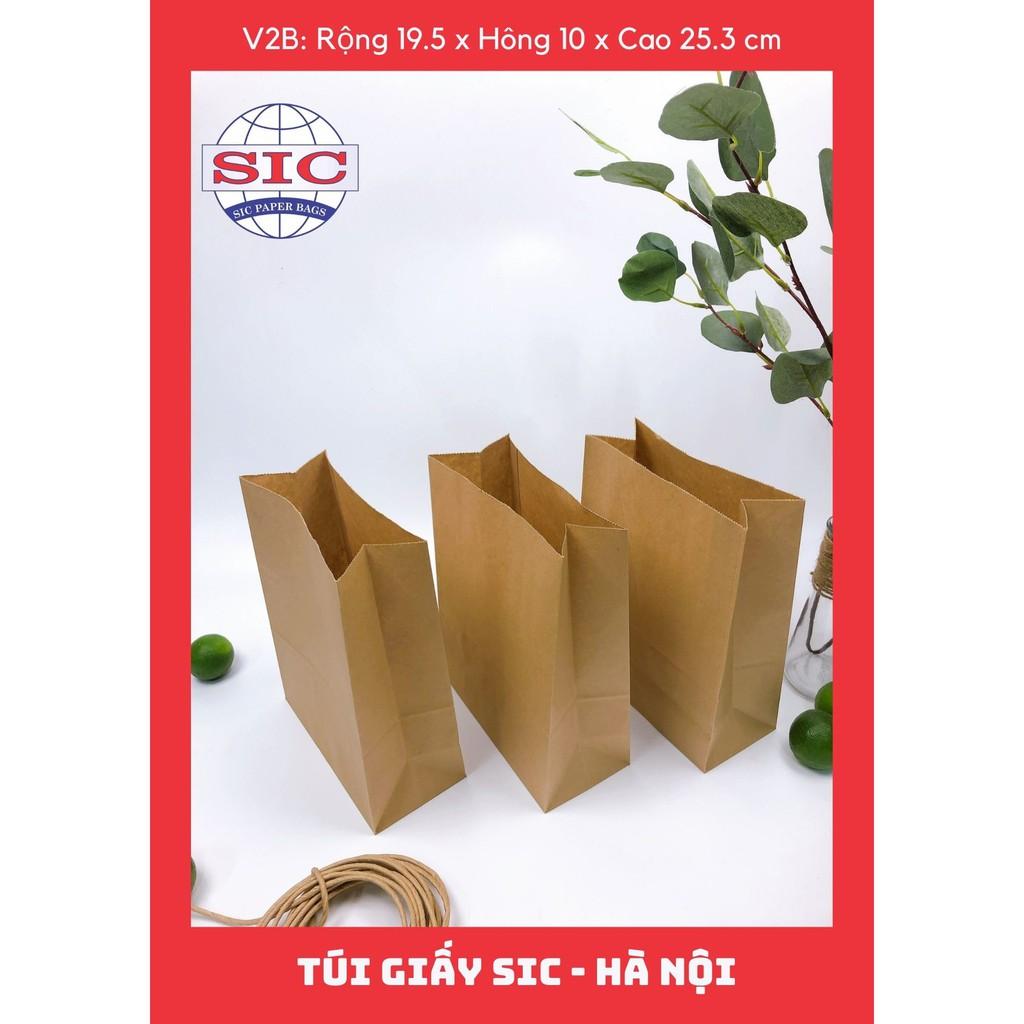 100 CHIẾC TÚI GIẤY KRAFT V2B: 19.5x10x25.3 KHÔNG QUAI ( ẢNH THẬT)