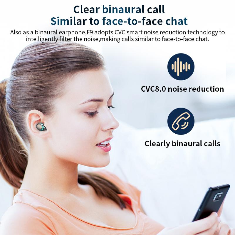 9D Tai Nghe Bluetooth 5.0 TWS Tai Nghe Nhét Tai Không Dây Mini Tai Nghe Nhét Tai Tai Nghe Âm Thanh Nổi IPX7 Với Chữ Số Hiển Thị Màn Hình 3500MAh Sạc