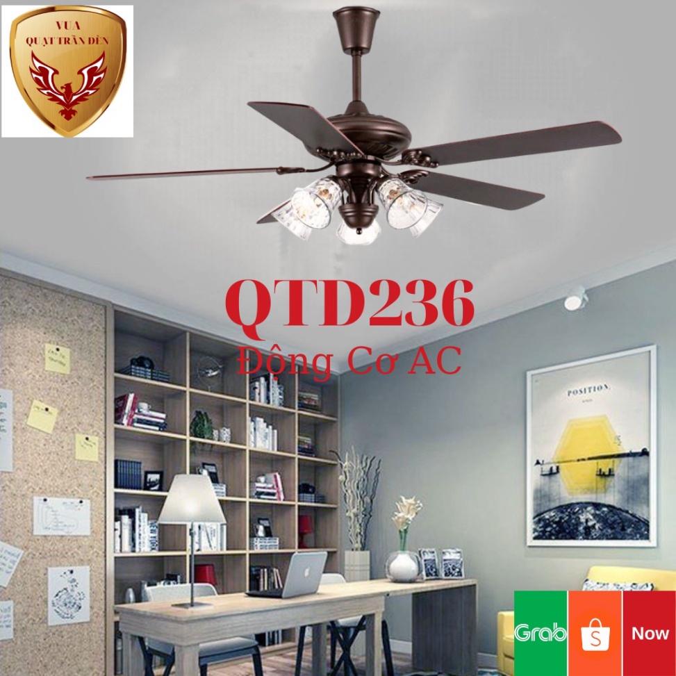 Quạt Trần Cánh Gỗ 5 Bóng  QTD236, Quạt Trân Có Đèn tô điểm Phòng Khách, nguyên nhân AC