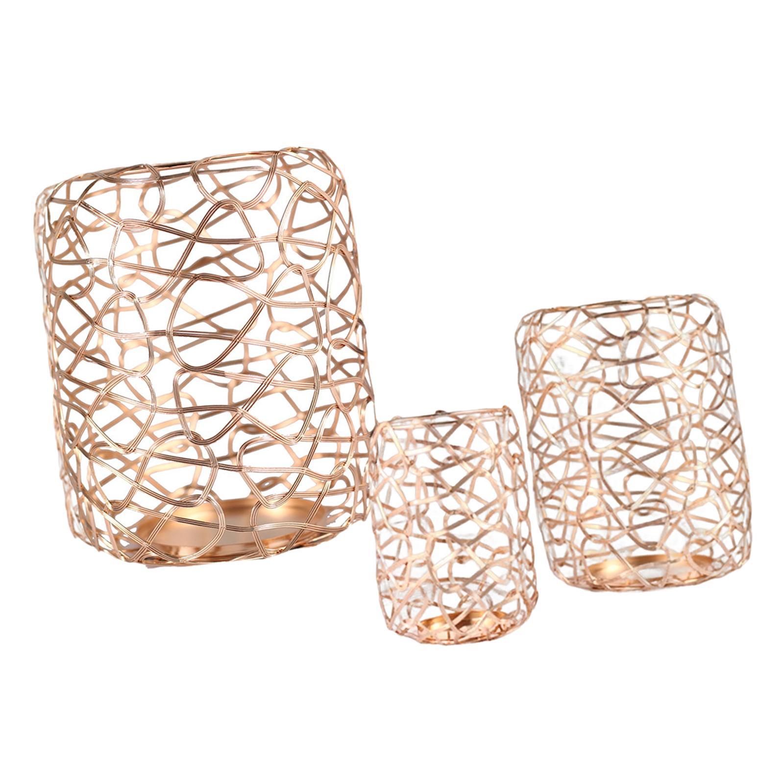 3Pcs Wire Candle Holder Ornaments Pillar Candleholder for Wedding Bedroom