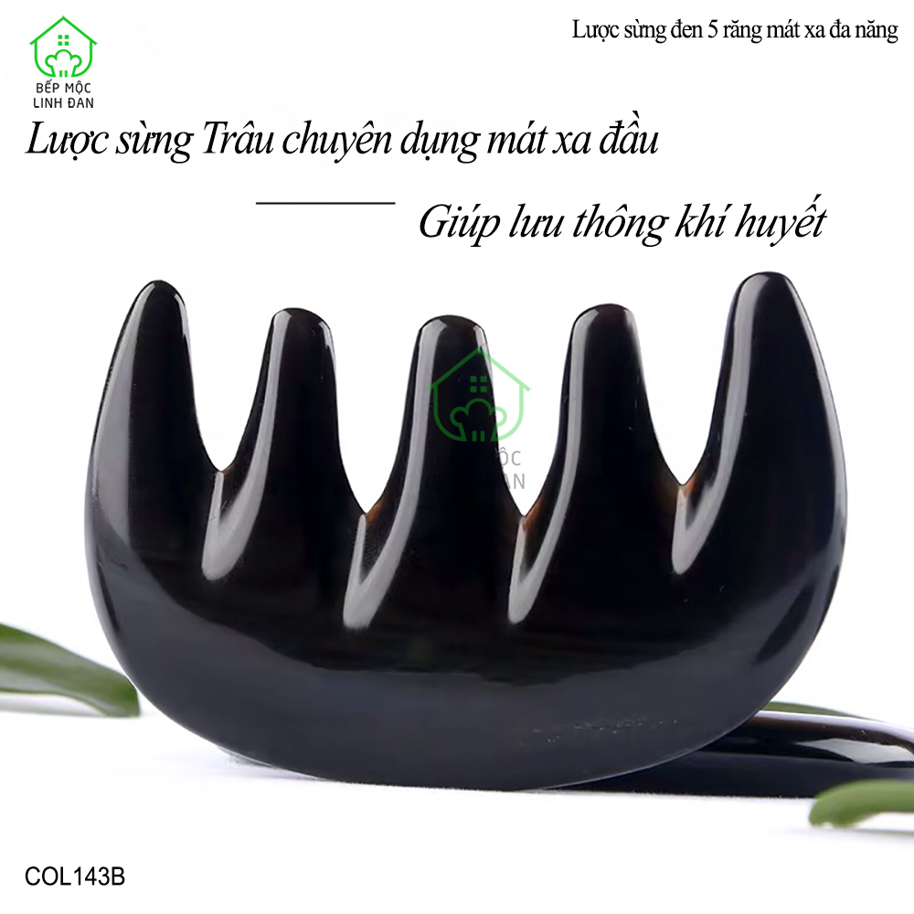 Lược Sừng Đen Răng Thưa (Size: S-9cm) Mát Xa Giúp Lưu Thông Khí Huyết [COL143B]