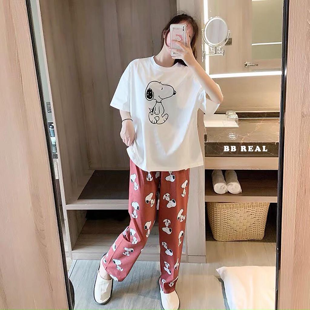 Đồ Bộ Mặc ở Nhà Bộ Đồ Ngủ Nữ Quần Dài Pijama Thun Lạnh Đẹp Freesize Từ 45-55Kg - BB REAL