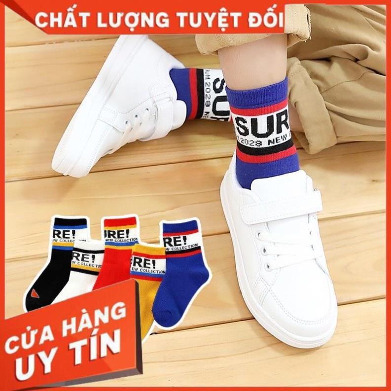 Set 10 Đôi Tất Chữ Trẻ Em Cổ Cao 1-12 Tuổi