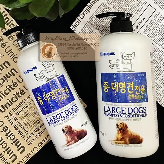 SỮA TẮM LARGE DOG FORCANS &lt;MỀM MƯỢT CHỐNG TIA TỬ NGOẠI VÀ XƠ RỐI LÔNG&gt; CHO CHÓ LỚN (550ml-1000ml)