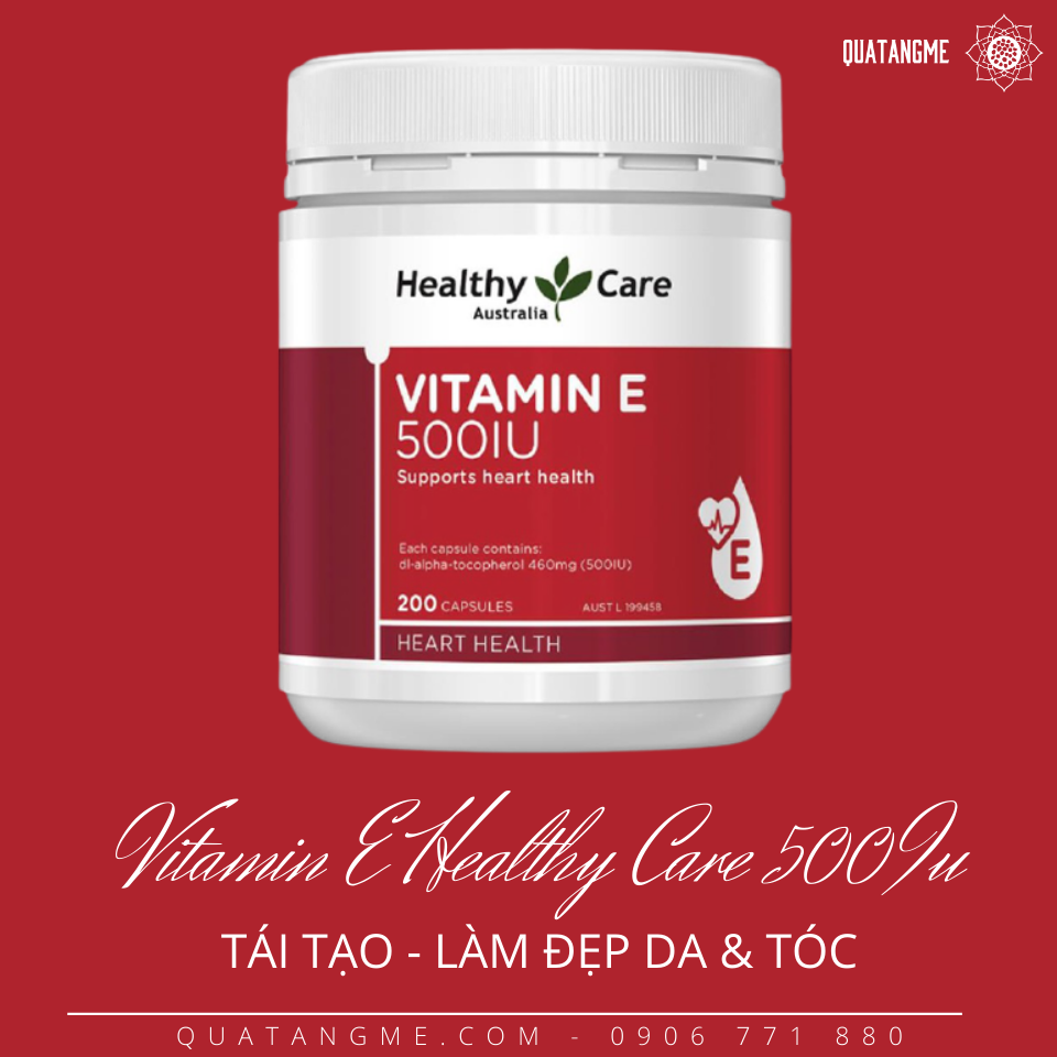 Vitamin E Úc Healthy Care 500IU Hỗ trợ hệ thống tim mạch khỏe mạnh, giúp làm đẹp da, mượt tóc và làm chậm quá trình lão hóa - OZ Slim Store