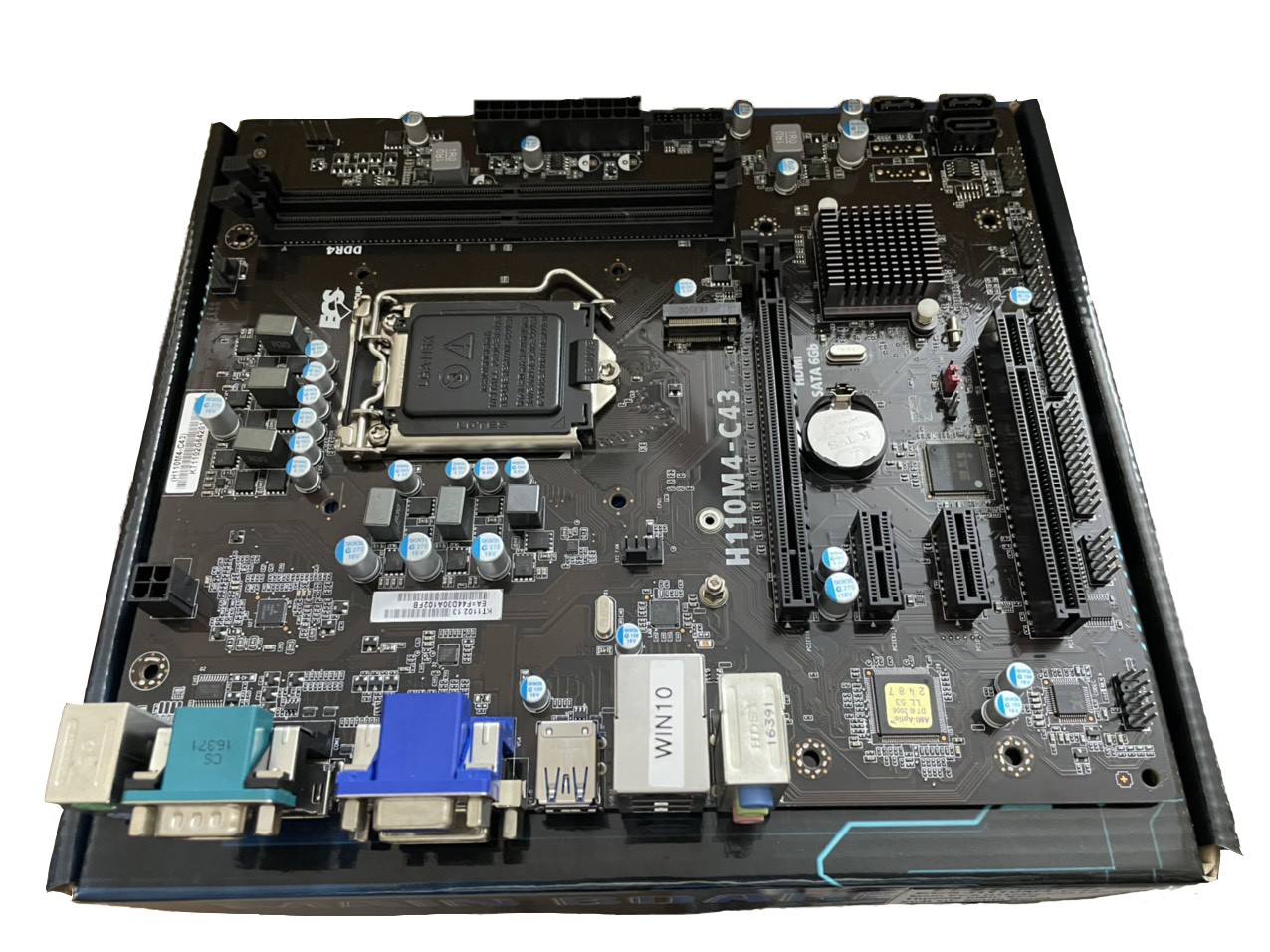 Bo Mạch Chủ Main ECS H110M4-C43 RAM DDR4 (HDMI/VGA/DVI/Hỗ trợ Khe M.2) Socket LGA1151 - Hàng Nhập Khẩu