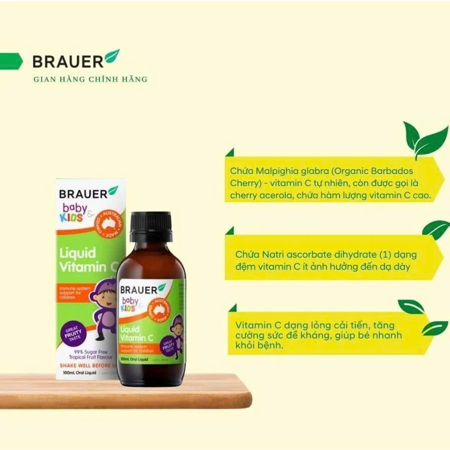 Siro Brauer Liquid Vitamin C cho trẻ từ 1 tuổi 100ml