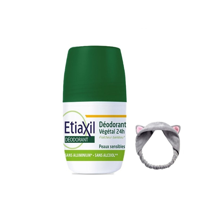 Lăn Khử Mùi Ngăn Mồ Hôi Chiết Xuất Nha Đam Etiaxil Deodorant Vegetal 24h Roll-On 50ML + Tặng Kèm 1 băng đô tai mèo (màu ngẫu nhiên)