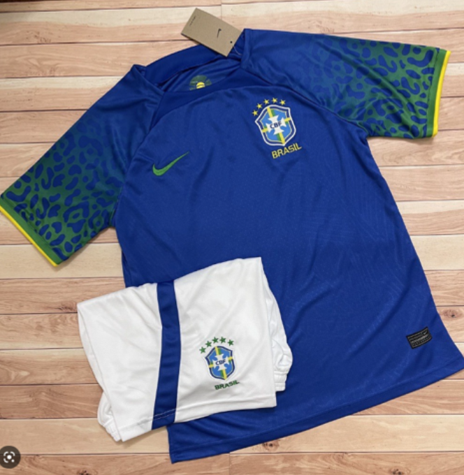 Quần Áo Bóng Đá Đội Tuyển Brazil màu xanh 2022/2023 - Vải Gai Thái Chuẩn Áo Thi Đấu