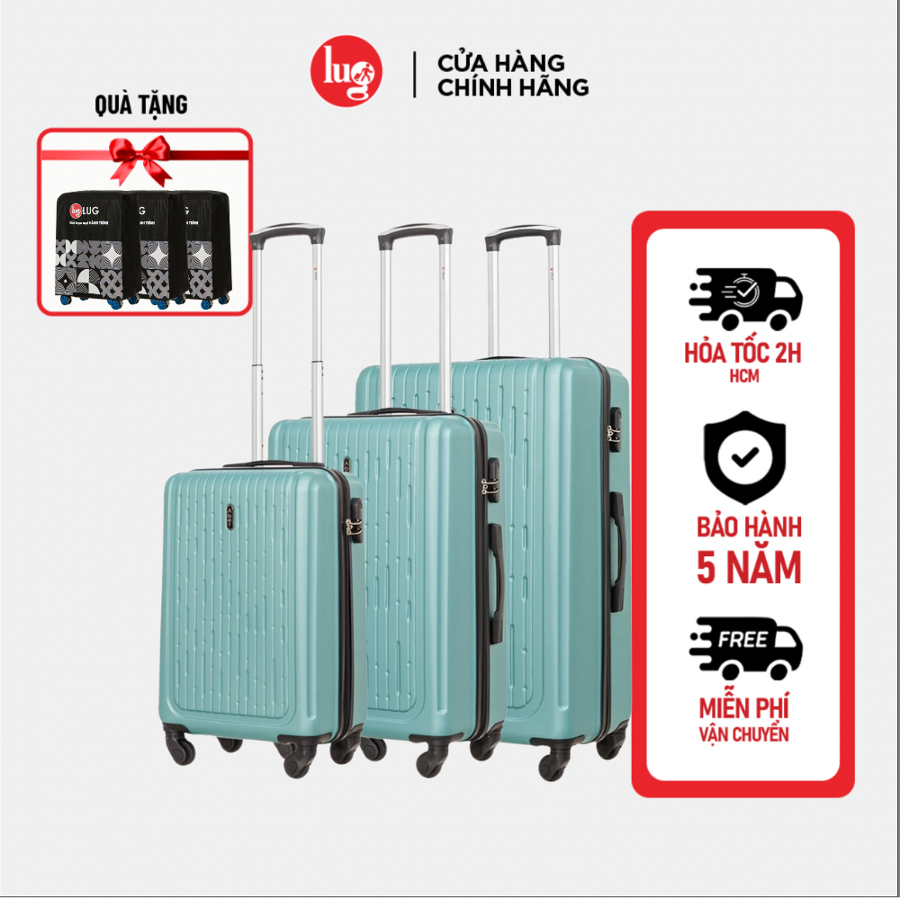 Combo 3 Vali Kéo Du Lịch Lug Aber S20&Amp;24&Amp;28 Mhl010 Nhựa Abs Hạn Chế Trầy Xước - 20 Inch 24 Inch 28 Inch - Light Green