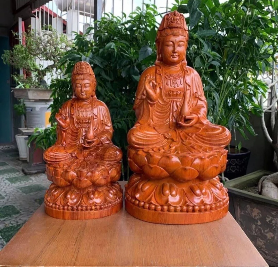Tượng Mẹ quan âm gỗ hương nguyên khối cao 50 cm