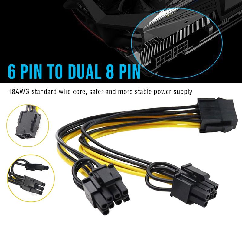 Cáp Chuyển Đổi/ Cáp Chia Nguồn Vga Pci-E 6-pin Sang 2x 8-pin/ 6 Pin ra 2 Đầu 8 Pin/ 6 Pin ra 2 X 8 Pin