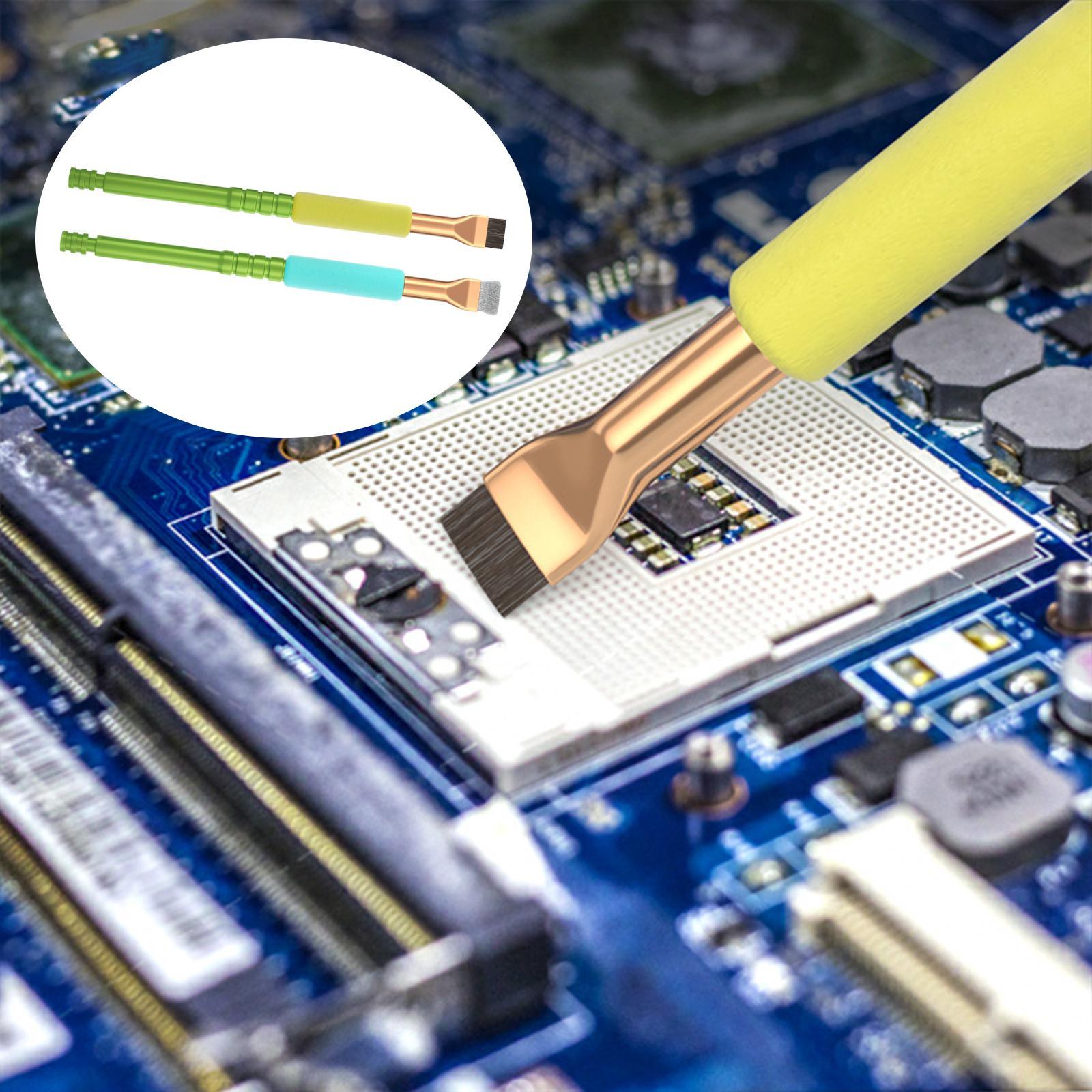 2 Pieces IC Pad Cleaning Brush Anti Static Anti Slip Metal Motherboard Brush