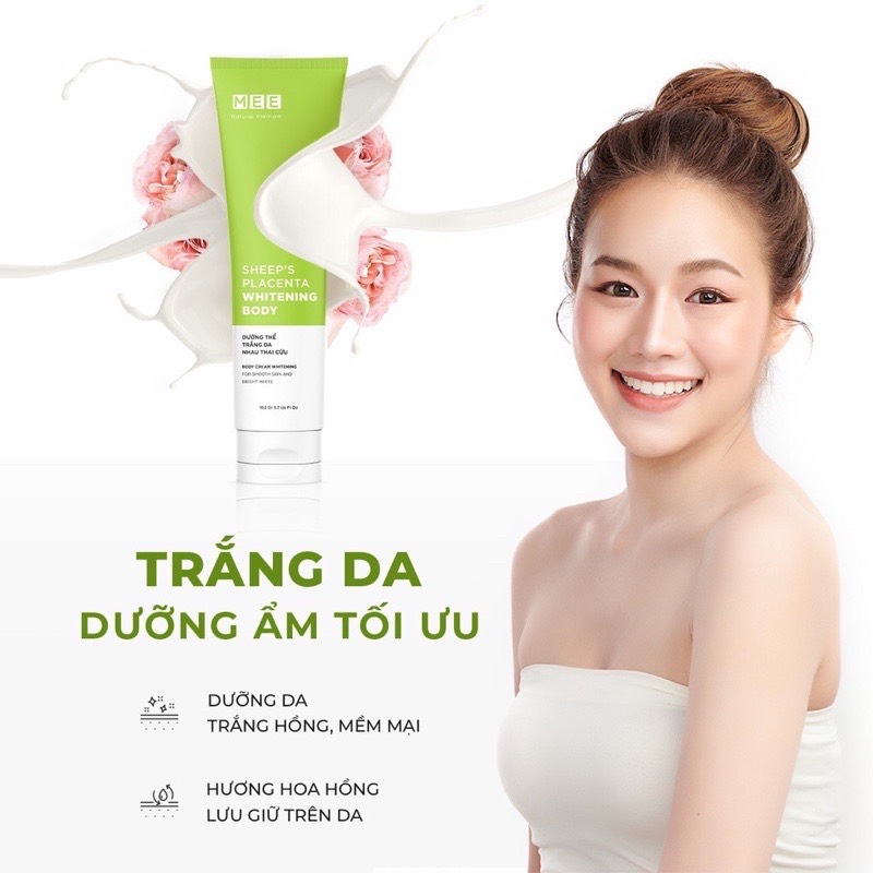 Kem dưỡng trắng da body nâng tone cấp ẩm chiết xuất nhau thai cừu Mee Natural 162g