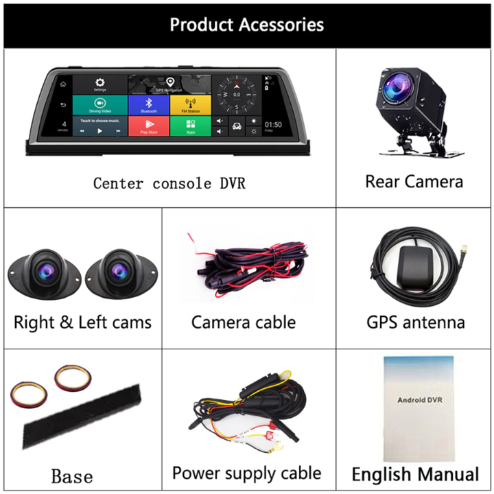 Bộ Camera hành trình đặt taplo ô tô cao cấp WHEXUNE tích hợp 4 camera, Android, Wifi GPS - Thương hiệu Phisung - Mã K600 -Hàng Chính Hãng