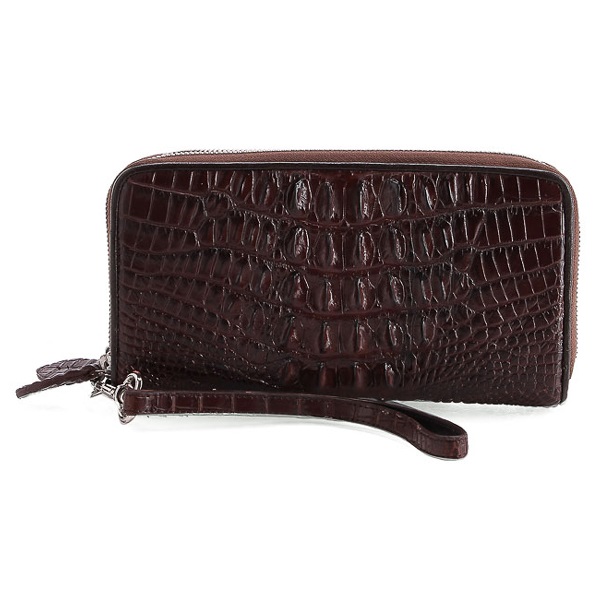 Bóp nữ da cá sấu Huy Hoàng 2 khóa gai màu vàng bò, đen, nâu đỏ, nâu đất HT3208-09-10-16