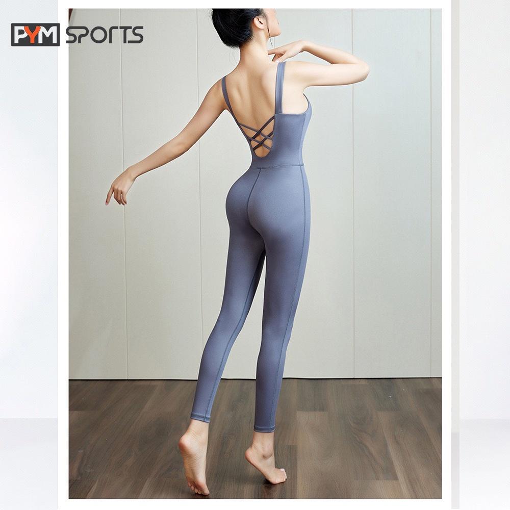 Jum liền yoga PYM Sports ODJ002 liền thân, đan dây sau lưng gợi cảm - 3 màu đen, ghi, hồng