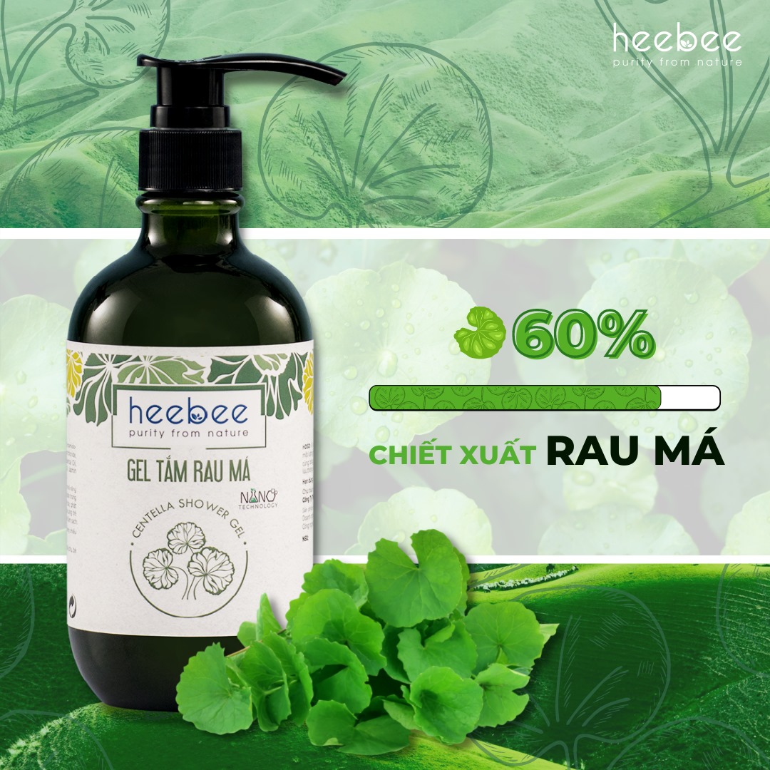 Gel tắm Rau Má Dưỡng Ẩm Mềm Mịn Heebee Centella Shower Gel 300ml - 500ml