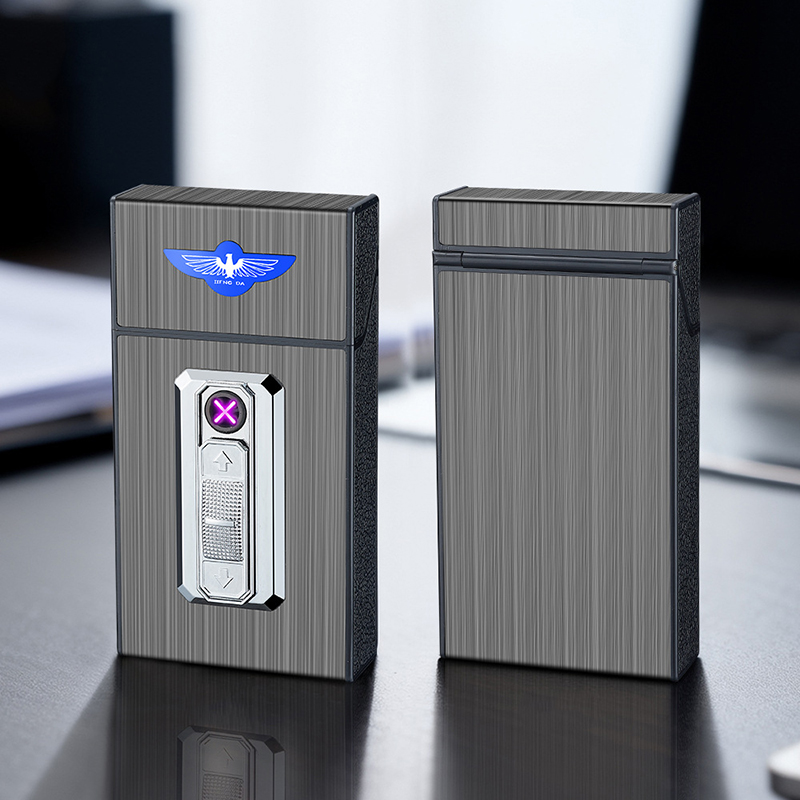 Bật Lửa Điện Plasmas Kiêm Hộp Đựng Thuốc 20 Điếu Dài Slim B09