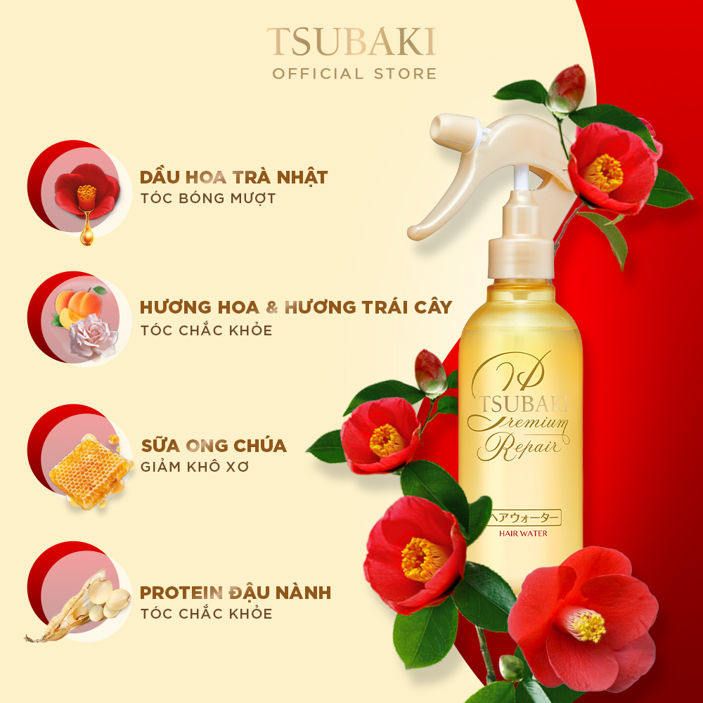 Xịt Dưỡng Tóc Phục Hồi Hư Tổn Ngăn Rụng Tsubaki Premium Repair Hair Water Nhật 220ml