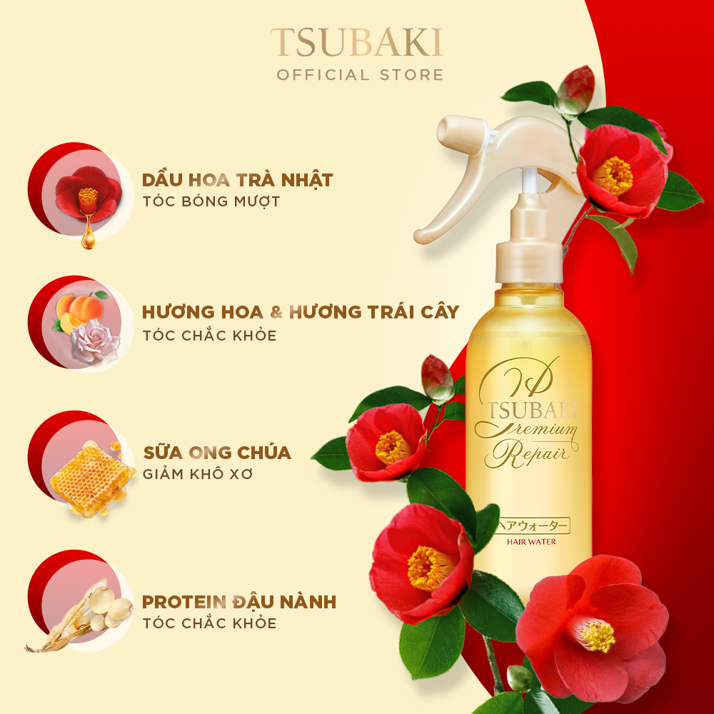 Bộ 5 Tsubaki mát lạnh sạch dầu và chăm sóc tóc chuẩn salon (Gội Xả 490ml/chai + Xịt dưỡng tóc 220ml + Mặt nạ tóc 180g + Dầu dưỡng 50ml)