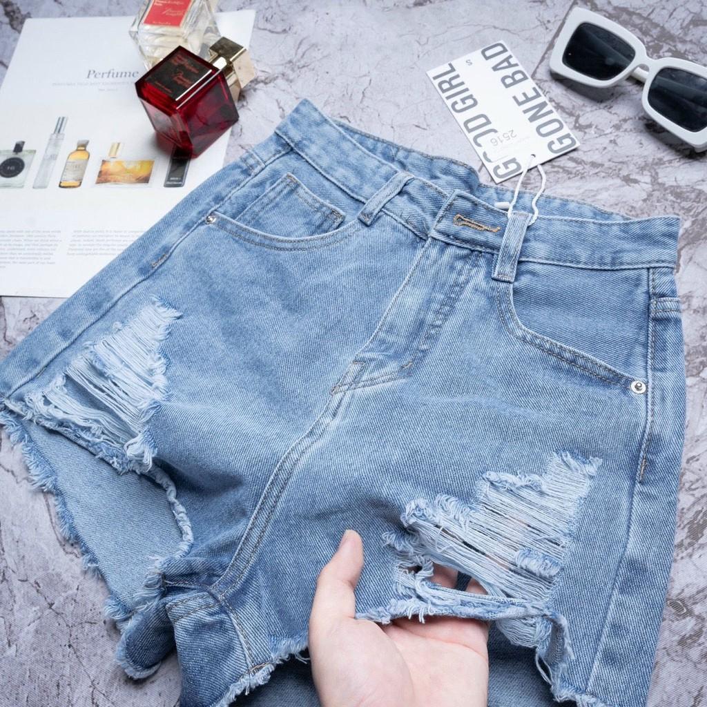 Quần jean nữ short ống rách, vải denim bền đẹp, dễ phối đồ William - AT113